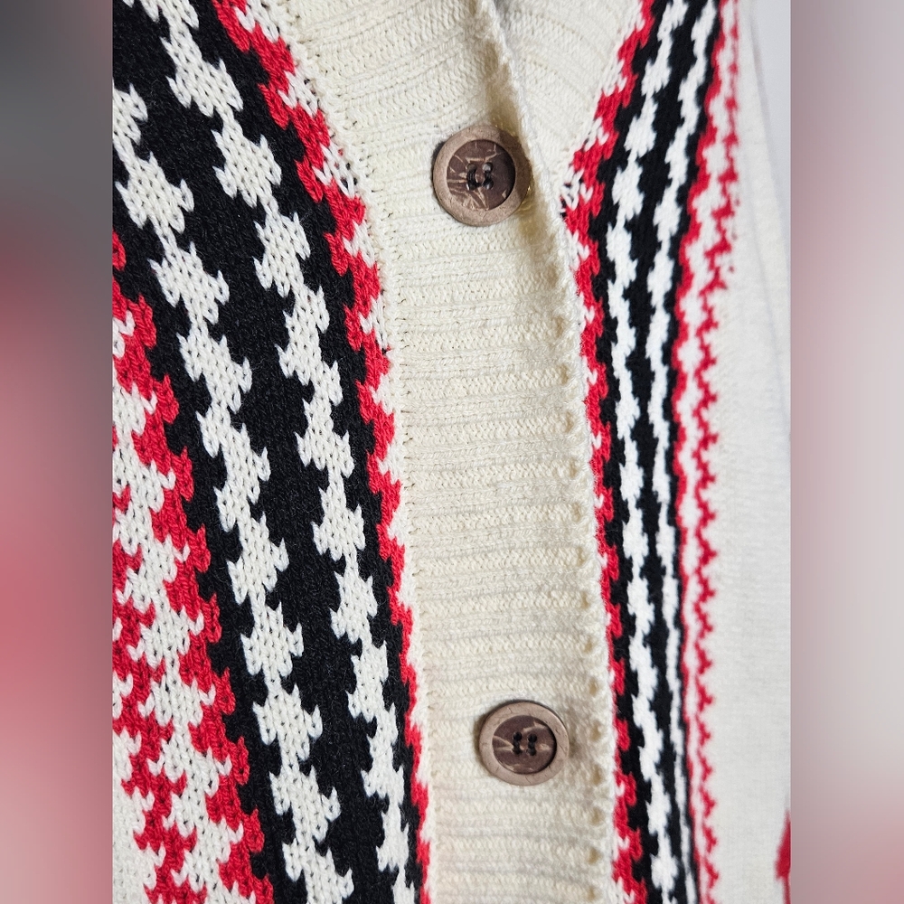 Anthropologie Chunky Knit Cream Nautical Anchor Button Front Cardigan Sweater L - Picture 4 of 13